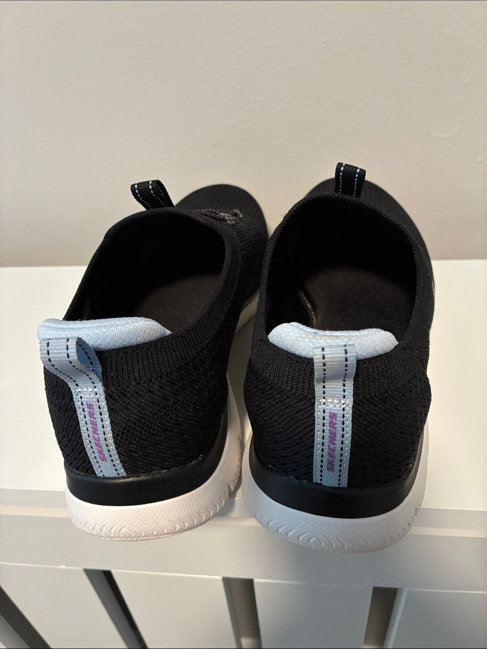 Skechers Womens Black Sneakers with Purple Accents - Picture 3 of 6